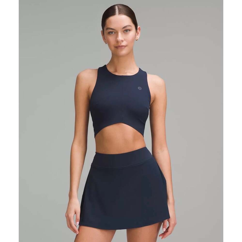 Lululemon V-Waist Cropped Tennis Tank Top Navy Blue Size 4 EUC